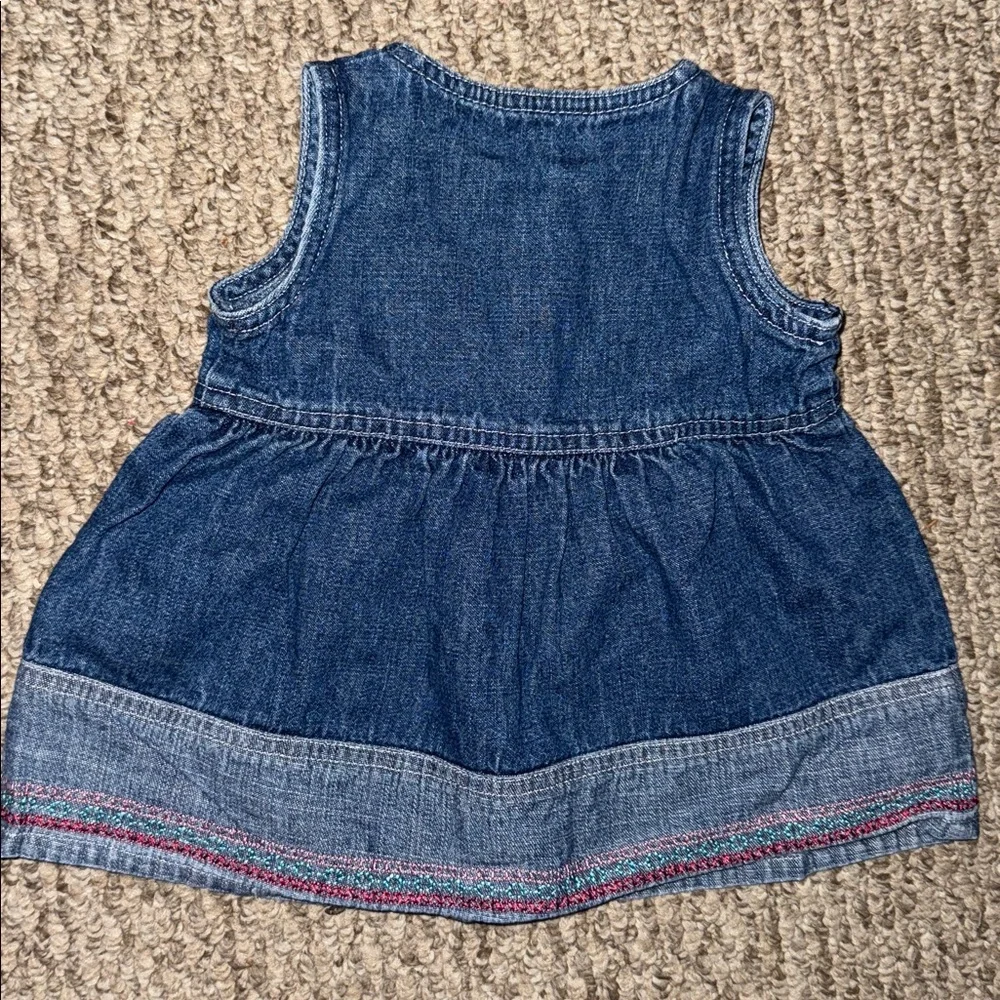 Oshkosh B’Gosh Vintage Denim Dress with Floral Trim Size 0-3m